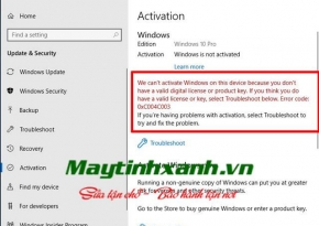 Hướng dẫn khắc phục tình trạng nhả KEY Windows 10 bản quyền