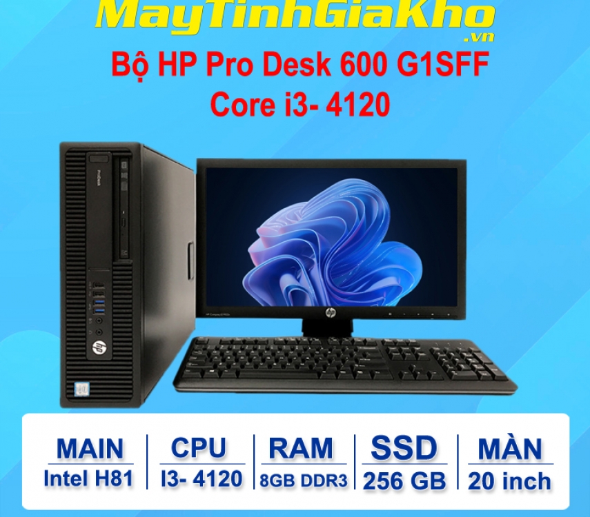 Bộ Máy Tính HP 600G1 SFF-Core I3-4120/8/256/20" Like New Fullbox